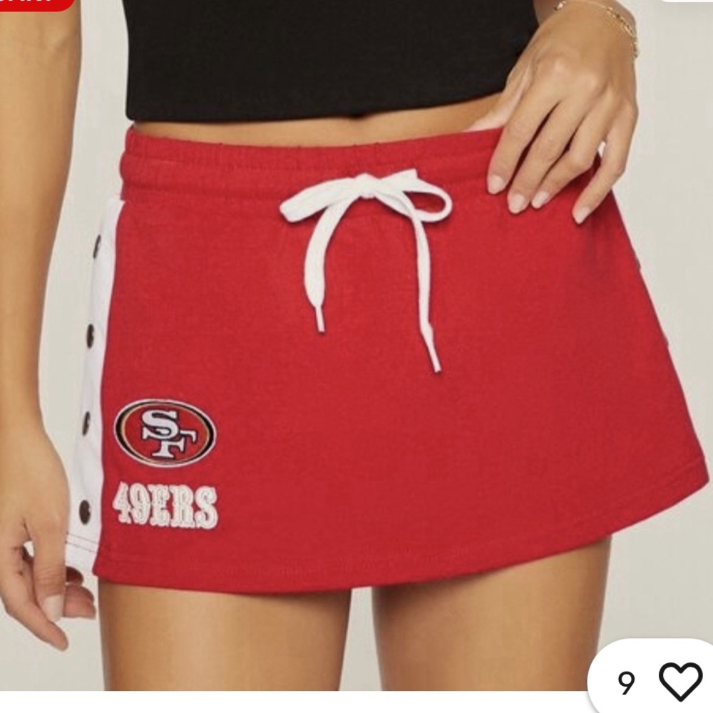 NFL  San Francisco  49ers Red Mini Skirt with White Side Panels